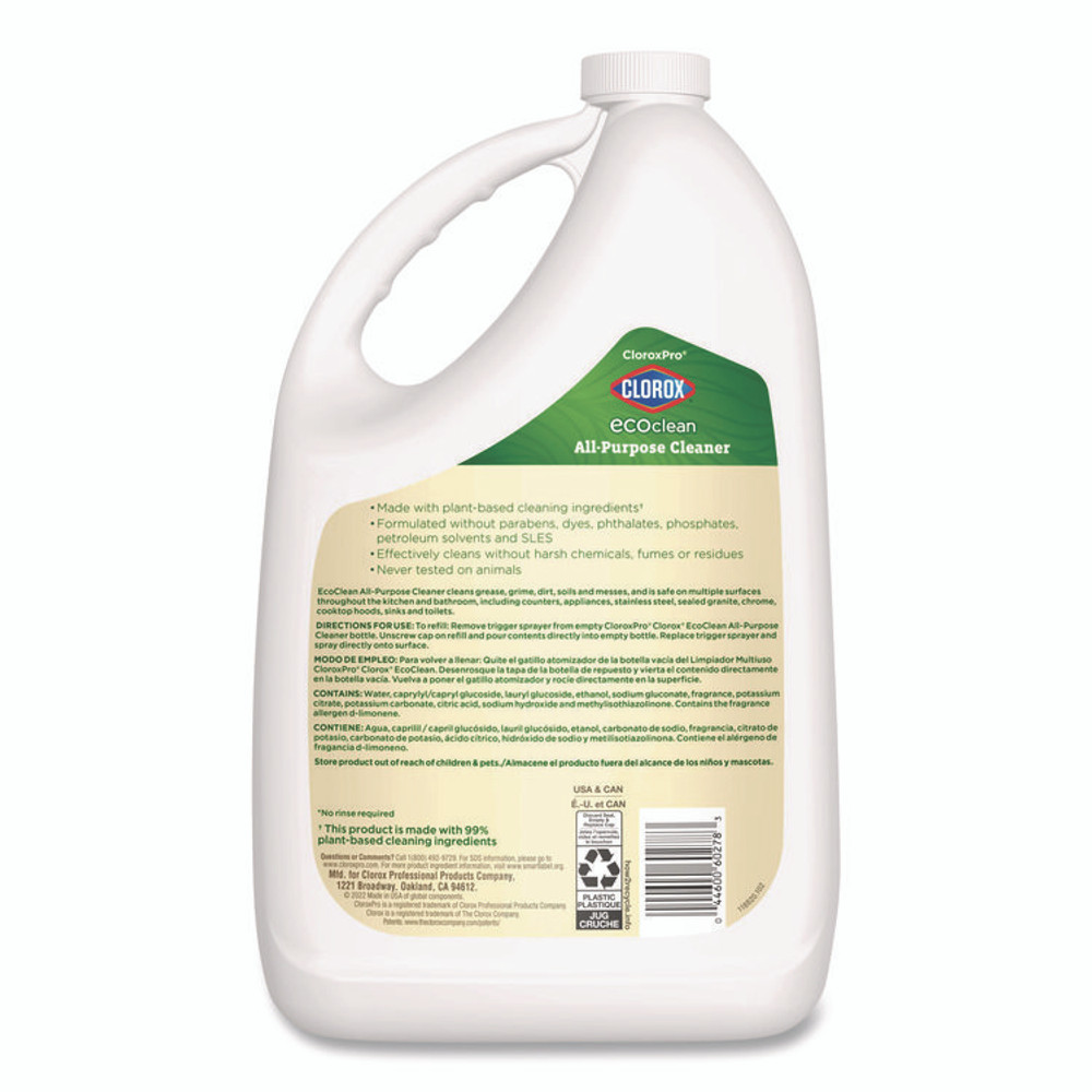 CLOROX SALES CO. 60278CT Clorox Pro EcoClean All-Purpose Cleaner, Refill, Unscented, 128 oz Bottle, 4/Carton