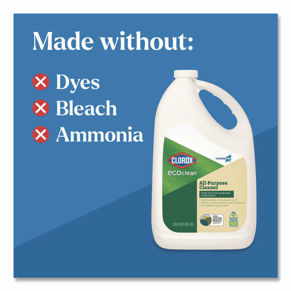 CLOROX SALES CO. 60278CT Clorox Pro EcoClean All-Purpose Cleaner, Refill, Unscented, 128 oz Bottle, 4/Carton