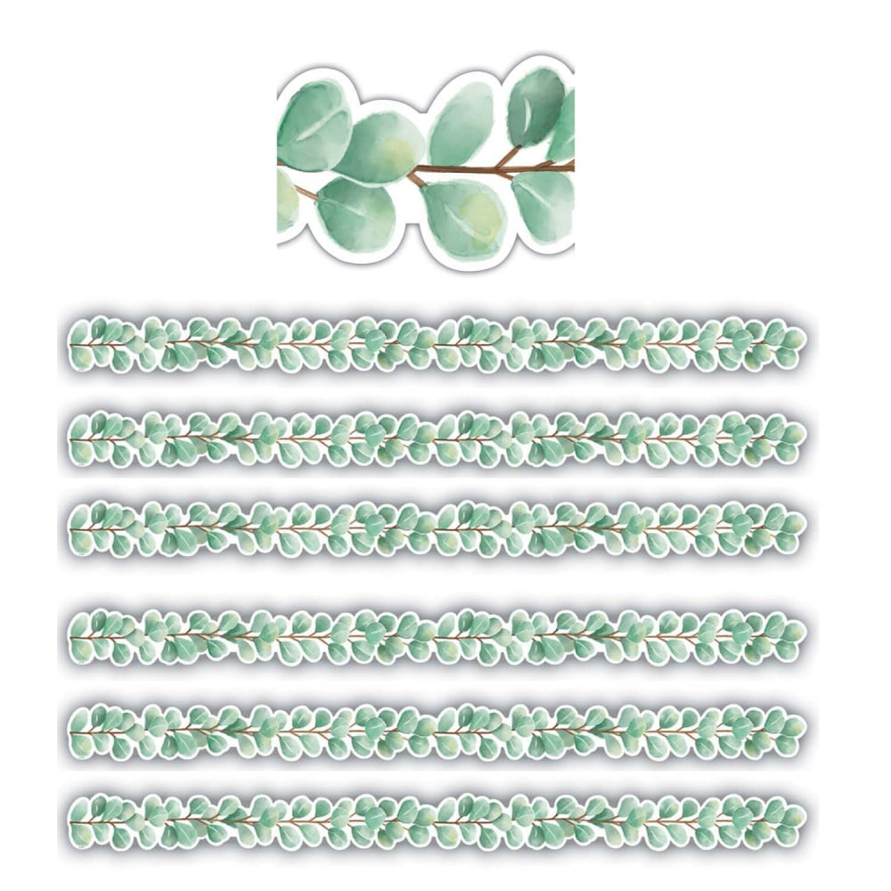 EDUCATORS RESOURCE Teacher Created Resources TCR8686-6  Die-Cut Border Trim, Eucalyptus, 35' Per Pack, Set Of 6 Packs