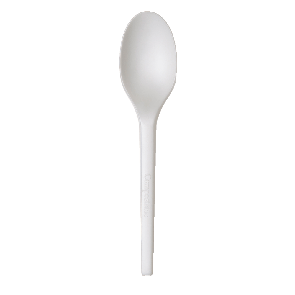 Show that you are committed to sustainability  Single-use spoons are convenient and sanitary.  Ideal for stocking the breakroom at work.  Eco-conscious choice - has one or more meaningful eco-attributes or eco-labels.  Conforms to ASTM D6400 standards. For detailed information see www.astm.org.  BPI Certified Compostable - certified by the Biodegradable Products Institute (BPI) to be compostable in commercial compost facilities (where facilities exist).  USDA Certified Biobased - meets federal guidelines for plant-based/bio-based materials.  Product Content Contains Compostable Material - made from materials that can quickly break down in commercial composting facilities (where facilities exist), to help reduce waste while creating usable organic matter.  Plant-based content - made using tree-free agricultural products or by-products, helping you support innovative use of plants while reducing use of forests or other resources.