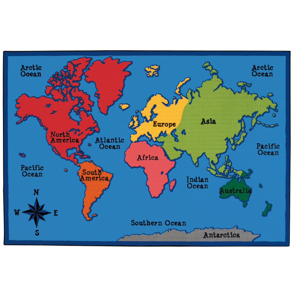 CARPETS FOR KIDS ETC. INC. 48.86 Carpets for Kids KID$Value Rugs World Map Activity Rug, 4ft x 6ft , Multicolor