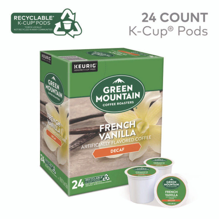 KEURIG DR PEPPER Green Mountain Coffee® 7732 French Vanilla Decaf Coffee K-Cups, 24/Box