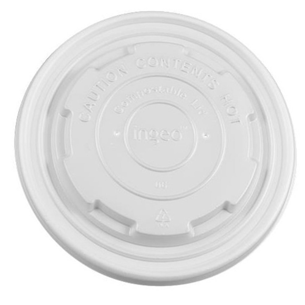 LOLLICUP USA, INC. KE-KDL114 Karat Earth PLA Lids For 12-16 Oz Paper Food Containers, White, Case Of 500 Lids