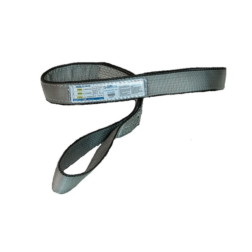 Stren-Flex EEF-1-901PGE-12 Eye & Eye Sling: 1" Wide, 12' Long, 1,600 lb Vertical, 1,200 lb Choker, 3,200 lb Basket, Polyester