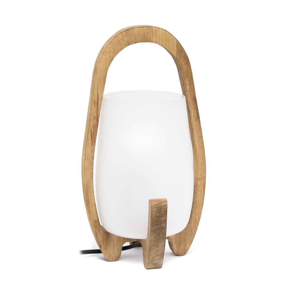 ALL THE RAGES INC Lalia Home LHT-4010-NA  Organix Accented Table Lamp, 15inH, Translucent Glass/Natural Wood