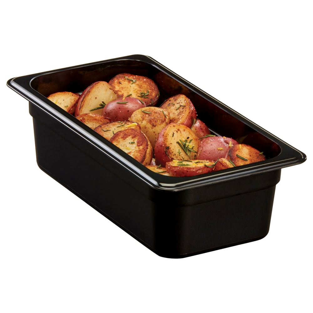 CAMBRO MFG. CO. 34HP110 Cambro H-Pan High-Heat GN 1/3 Food Pans, 4inH x 6-15/16inW x 12-3/4inD, Black, Pack Of 6 Pans