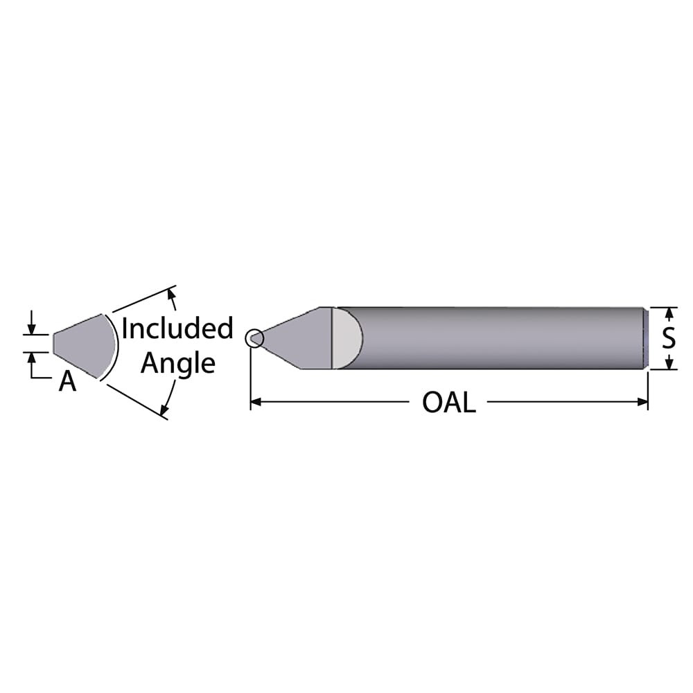 Scientific Cutting Tools EN125-30A Engraving Cutter: 30 °, 0.005" Dia, 0.005" Tip Dia, Conical Point, Solid Carbide