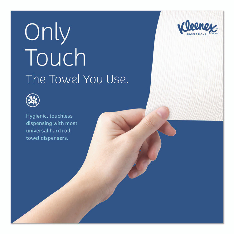 KIMBERLY-CLARK PROFESSIONAL Kleenex® 50606 Universal Hard Roll Paper Towels with Premium Absorbency Pockets, 1-Ply, 8" x 600 ft, 1.75" Core, White, 6 Rolls/Carton