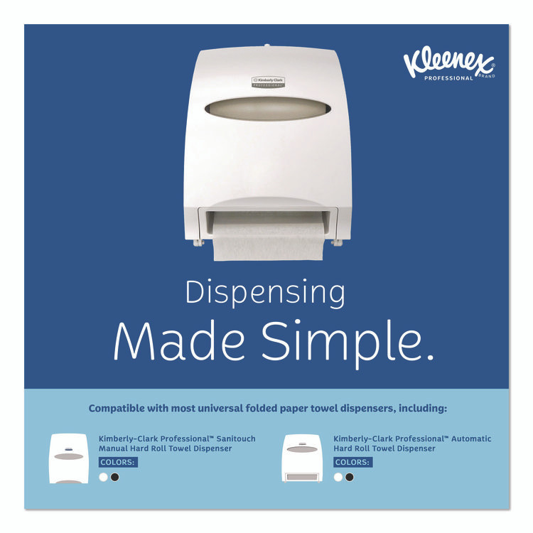KIMBERLY-CLARK PROFESSIONAL Kleenex® 50606 Universal Hard Roll Paper Towels with Premium Absorbency Pockets, 1-Ply, 8" x 600 ft, 1.75" Core, White, 6 Rolls/Carton