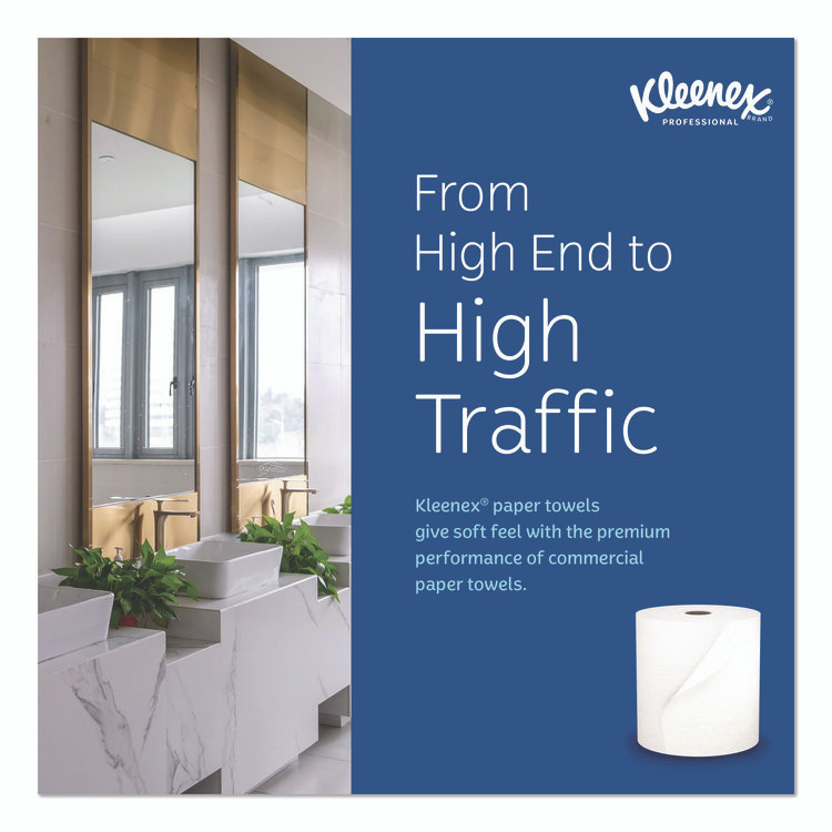 KIMBERLY-CLARK PROFESSIONAL Kleenex® 50606 Universal Hard Roll Paper Towels with Premium Absorbency Pockets, 1-Ply, 8" x 600 ft, 1.75" Core, White, 6 Rolls/Carton