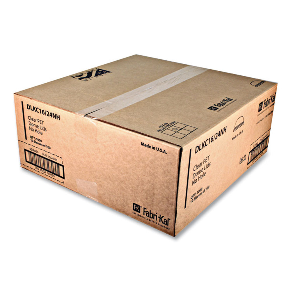 FABRI-KAL DLKC16/24 Kal-Clear/Nexclear Drink Cup Lids, Dome Lid with 1" Hole, Fits 5 oz to 24 oz Cold Cups, Plastic, Clear, 1,000/Carton