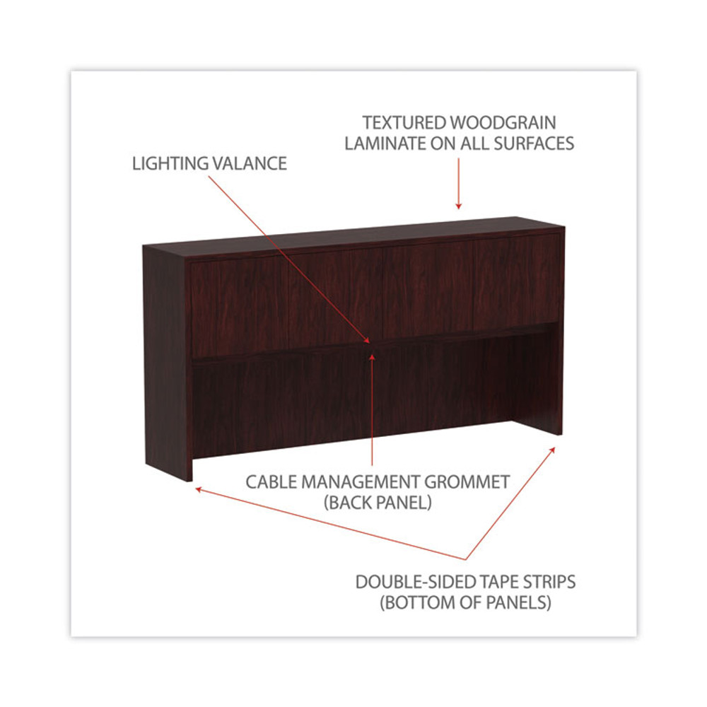 ALERA VA287215MY Alera Valencia Series Hutch with Doors, 4 Compartments, 70.63w x 15d x 35.38h, Mahogany