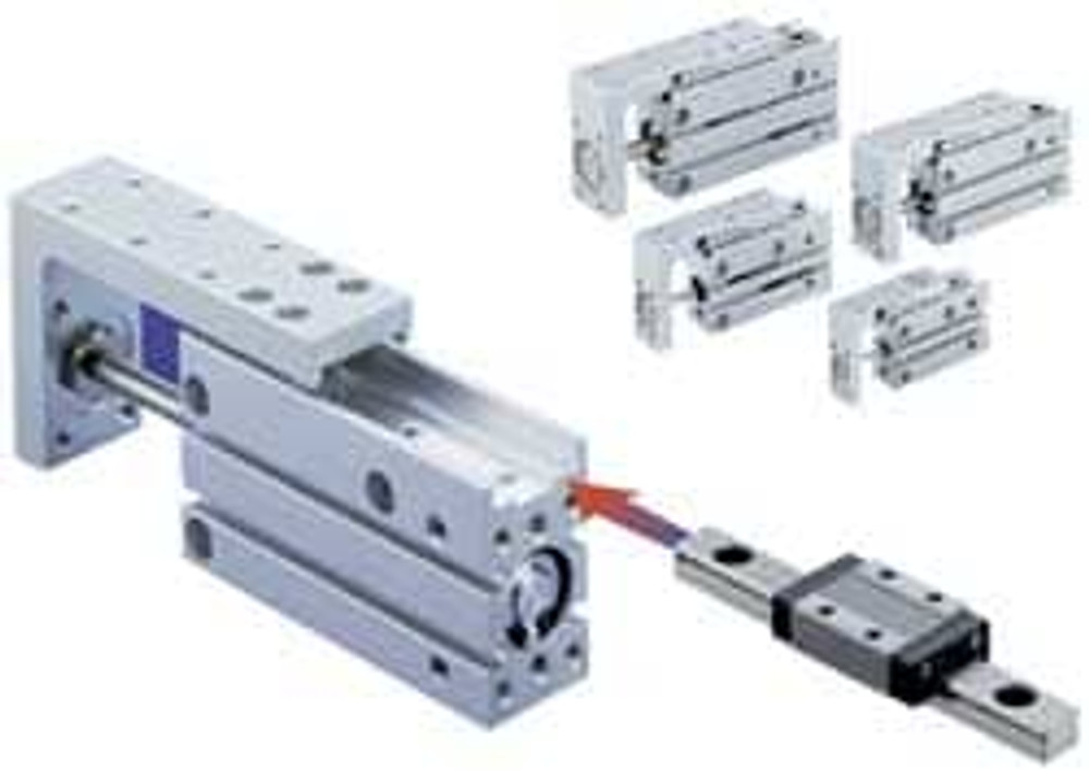 SMC PNEUMATICS MXH6-60Z Double Acting Rodless Slide Air Cylinder: 6 mm Bore, 60 mm Stroke, M5 x 0.8 Port, M5 x 0.80 Port