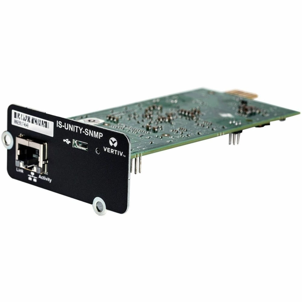 VERTIV Liebert IS-UNITY-SNMP Vertiv Liebert IntelliSlot Unity - SNMP - Network Card | Remote Monitoring - Data Center Monitoring| Adapter| 10Mb LAN/100Mb LAN |Micro-USB Port