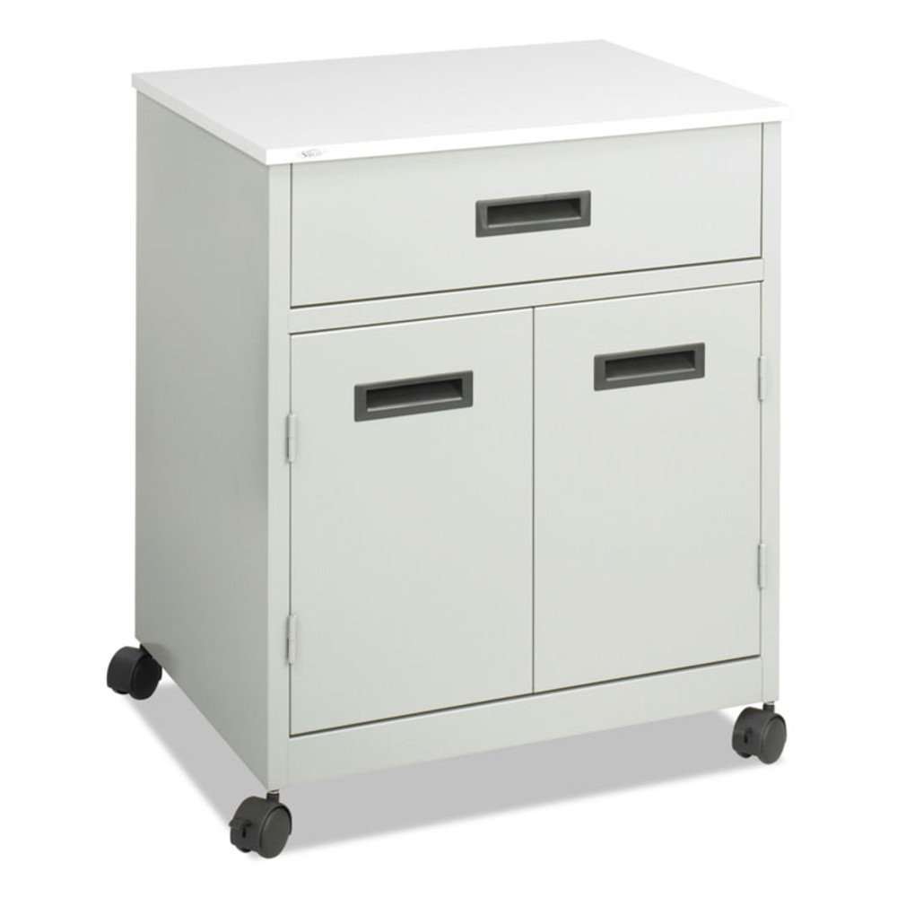 SAFCO PRODUCTS 1870GR Steel Machine Stand with Pullout Drawer, Engineered Wood, 3 Shelves, 1 Drawer, 25" x 20" x 29.75", Gray