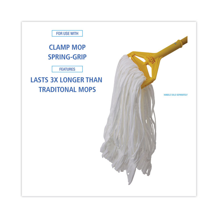 BOARDWALK 8003 Mop Head, Looped, Enviro Clean With Tailband, Cotton/Synthetic, Large, White, 12/Carton