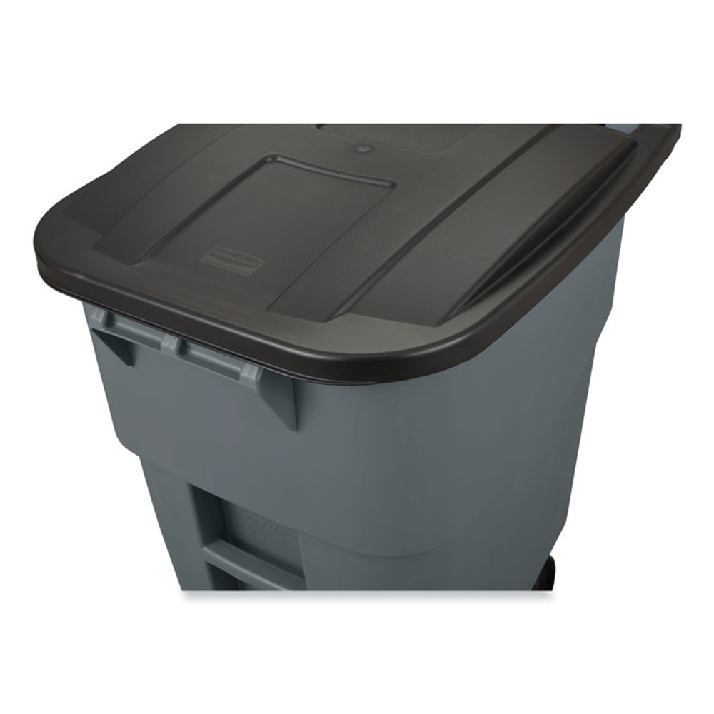 RUBBERMAID COMMERCIAL PROD. 9W27GY Square Brute Rollout Container, 50 gal, Molded Plastic, Gray