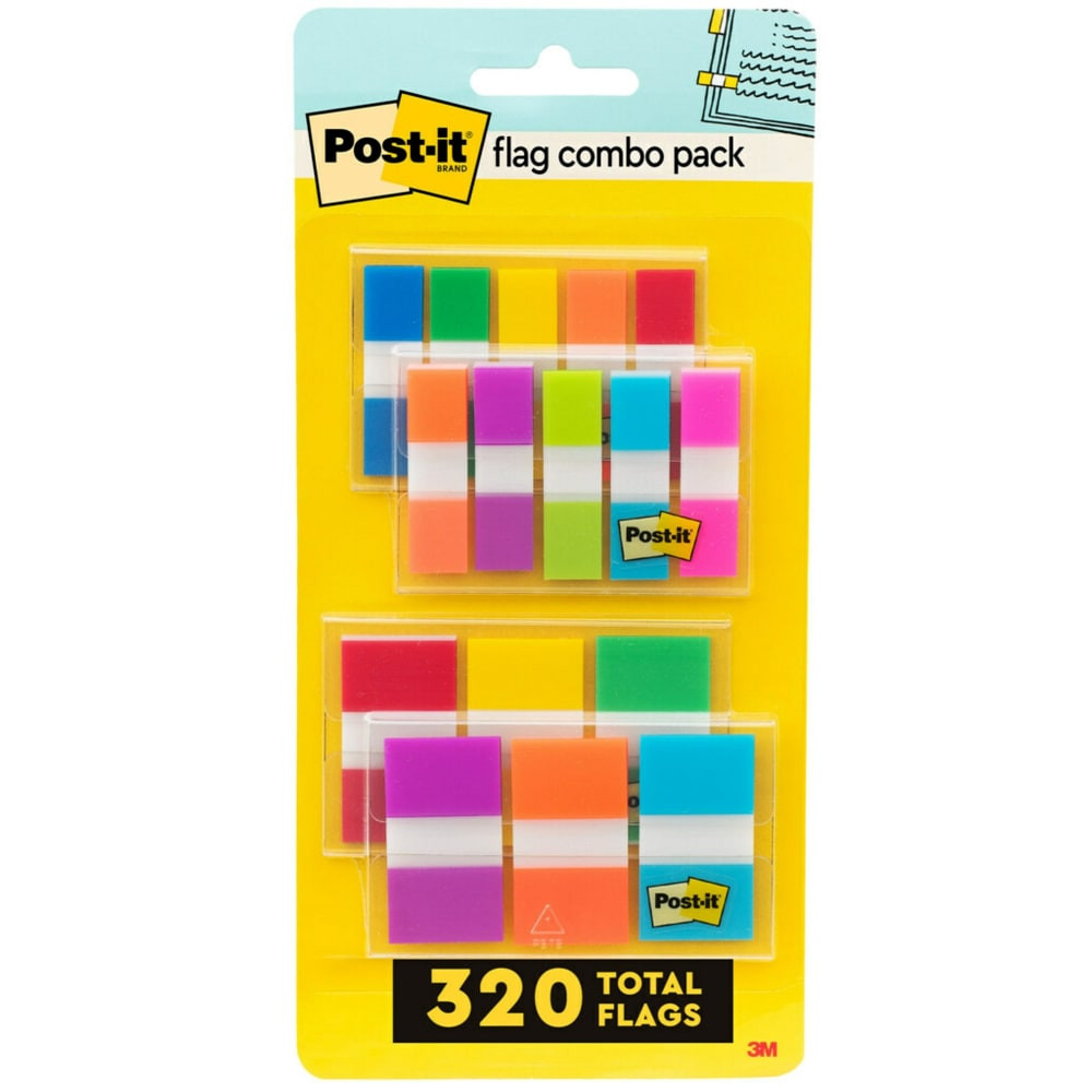 3M CO Post-it 683XL1  Flag Multipack, 1/2in And 1in, Assorted Colors, Pack Of 320