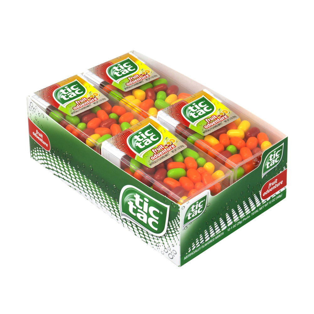 ENERGIZER BRANDS LLC 241-00014 Tic Tac Hard Candy Singles, Fruit Adventure, 1-Oz Containers, Pack Of 12