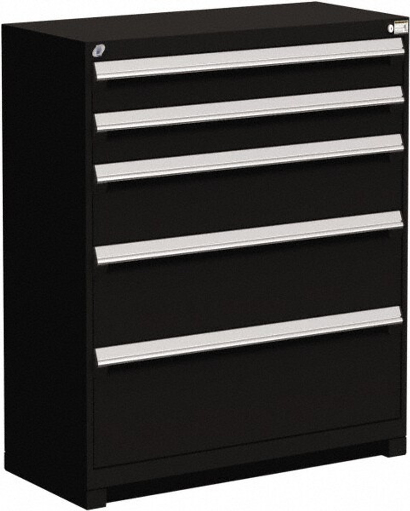 Rousseau Metal R5AJE-4405-091 5 Drawer Black Steel Modular Storage Cabinet