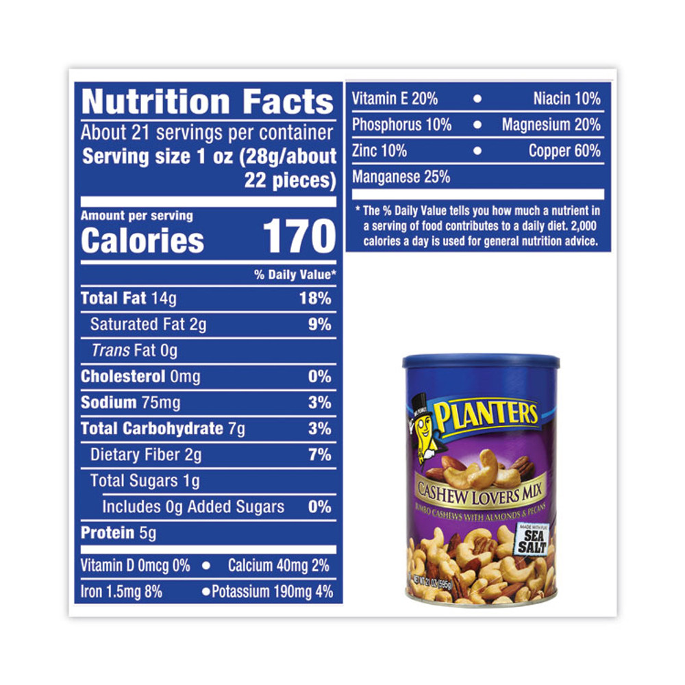 KRAFT FOODS, INC Planters® 22000886 Cashew Lovers Mix, 21 oz Can