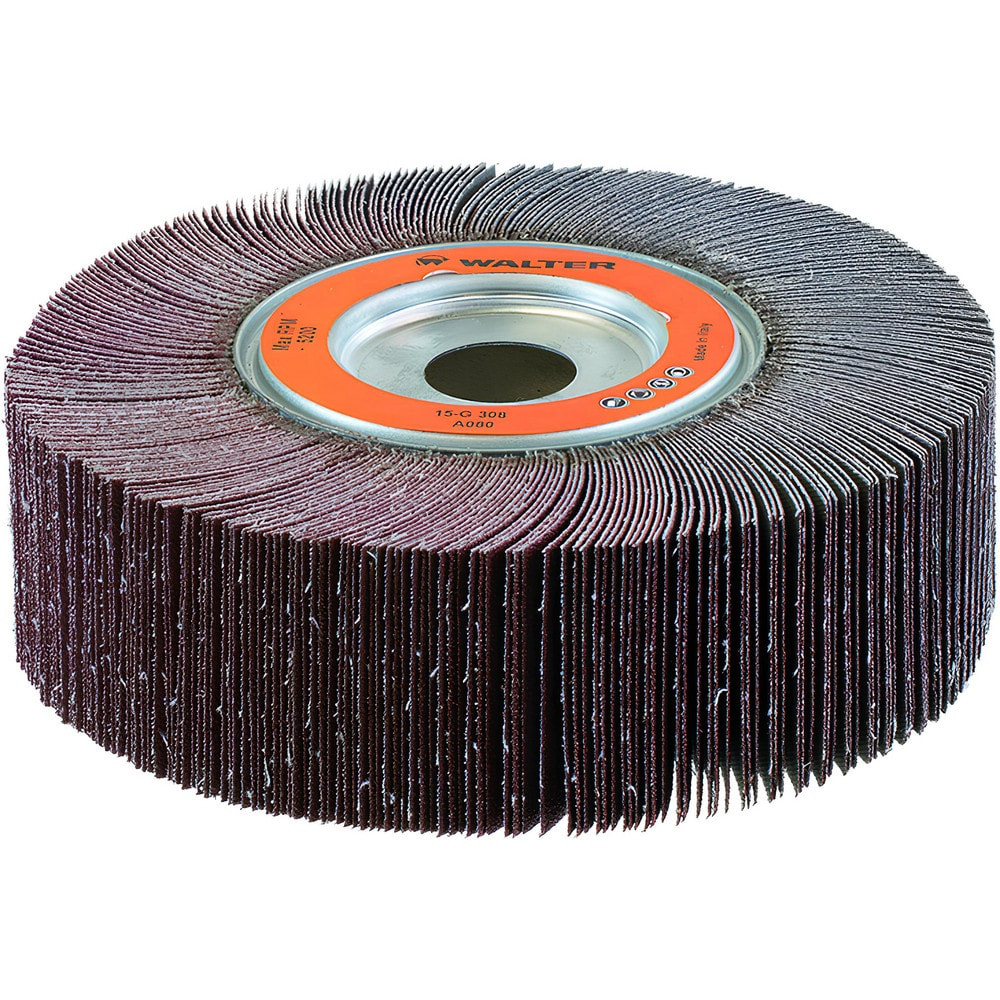 WALTER Surface Technologies 15G308 Mounted Flap Wheel: 6-1/2" Dia, 2" Face Width, 80 Grit, Aluminum Oxide