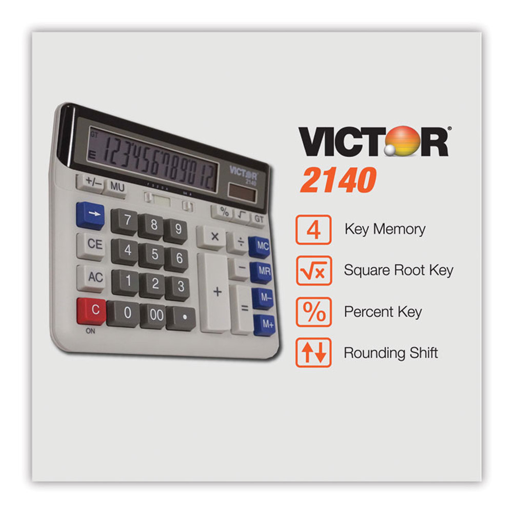 VICTOR TECHNOLOGY LLC 2140 2140 Desktop Business Calculator, 12-Digit LCD