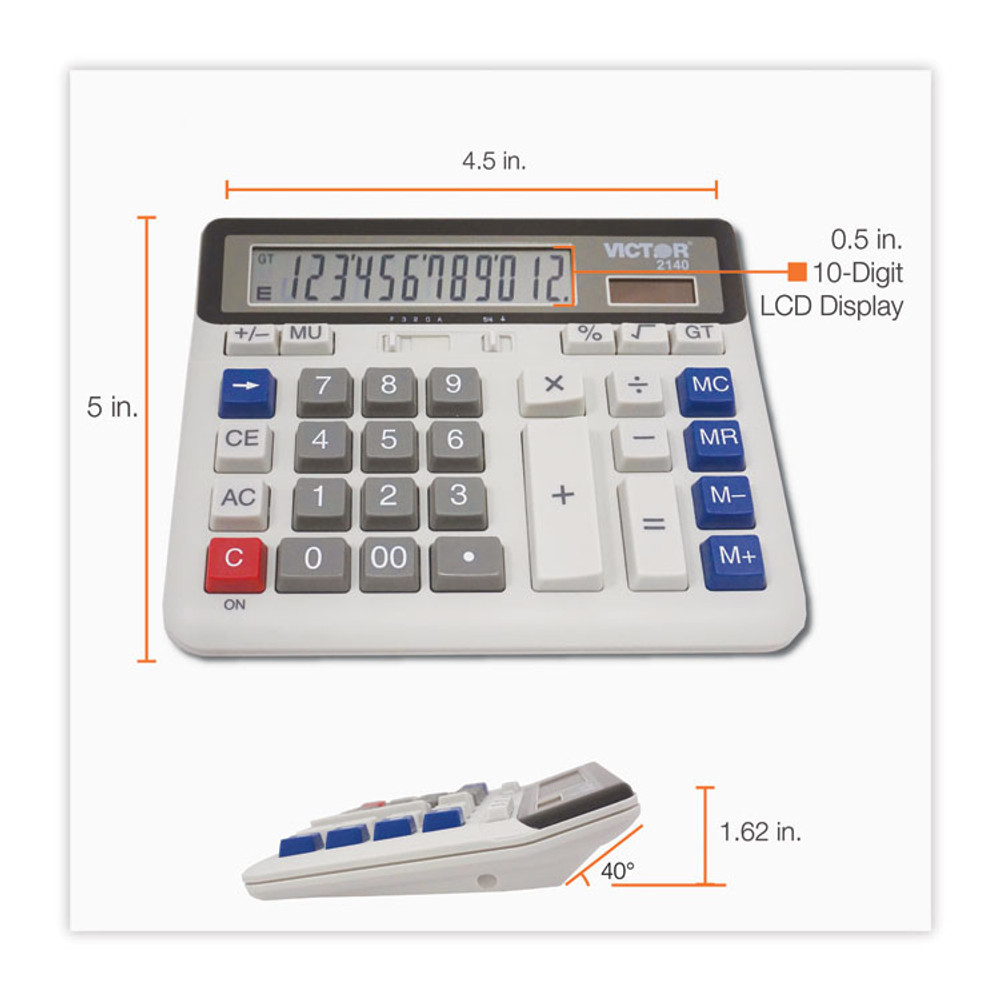 VICTOR TECHNOLOGY LLC 2140 2140 Desktop Business Calculator, 12-Digit LCD