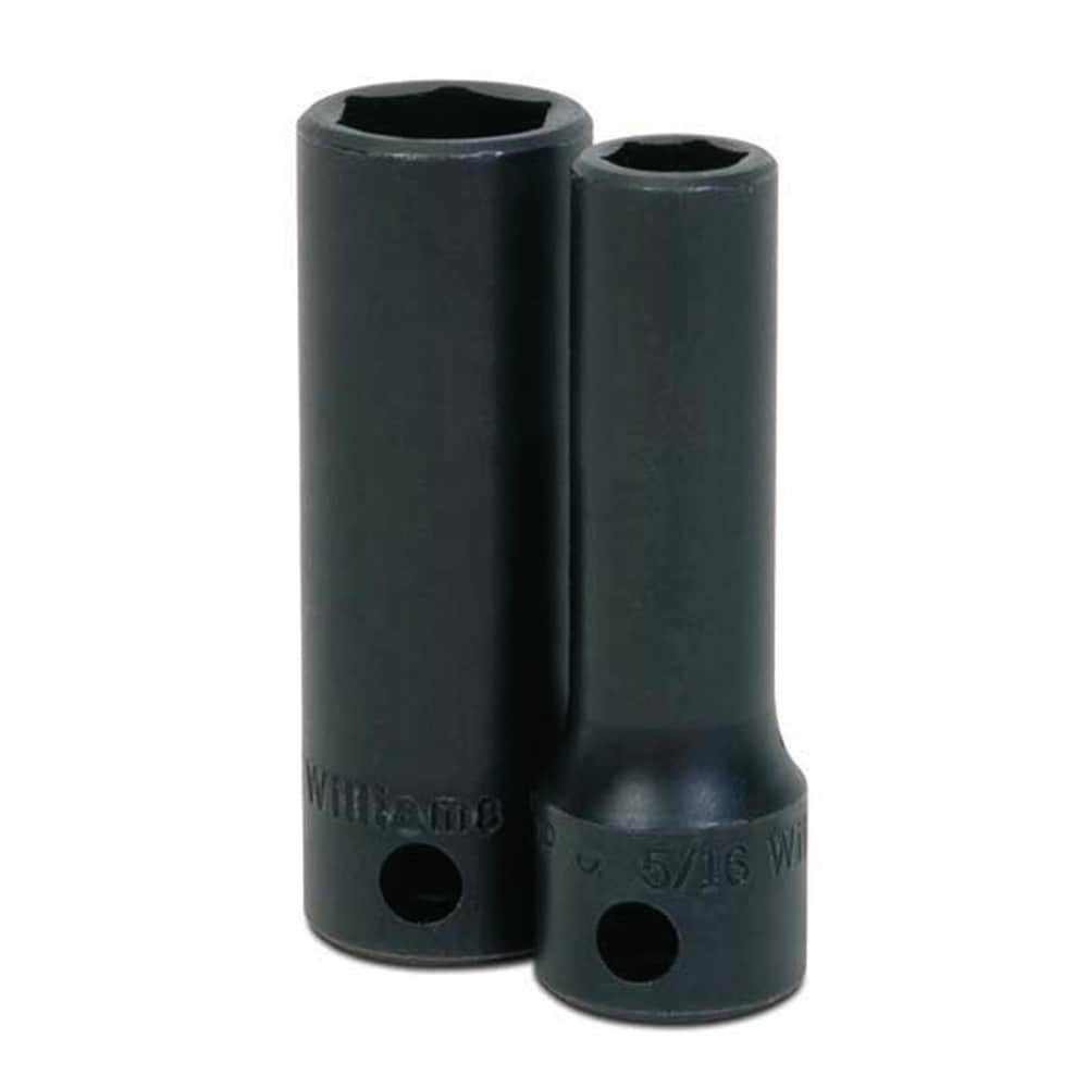 Williams 12M-618 Impact Sockets; Number Of Points: 6 ; Drive Style: Square ; Overall Length (mm): 66.67mm ; Material: Steel ; Finish: Black Oxide ; Insulated: No