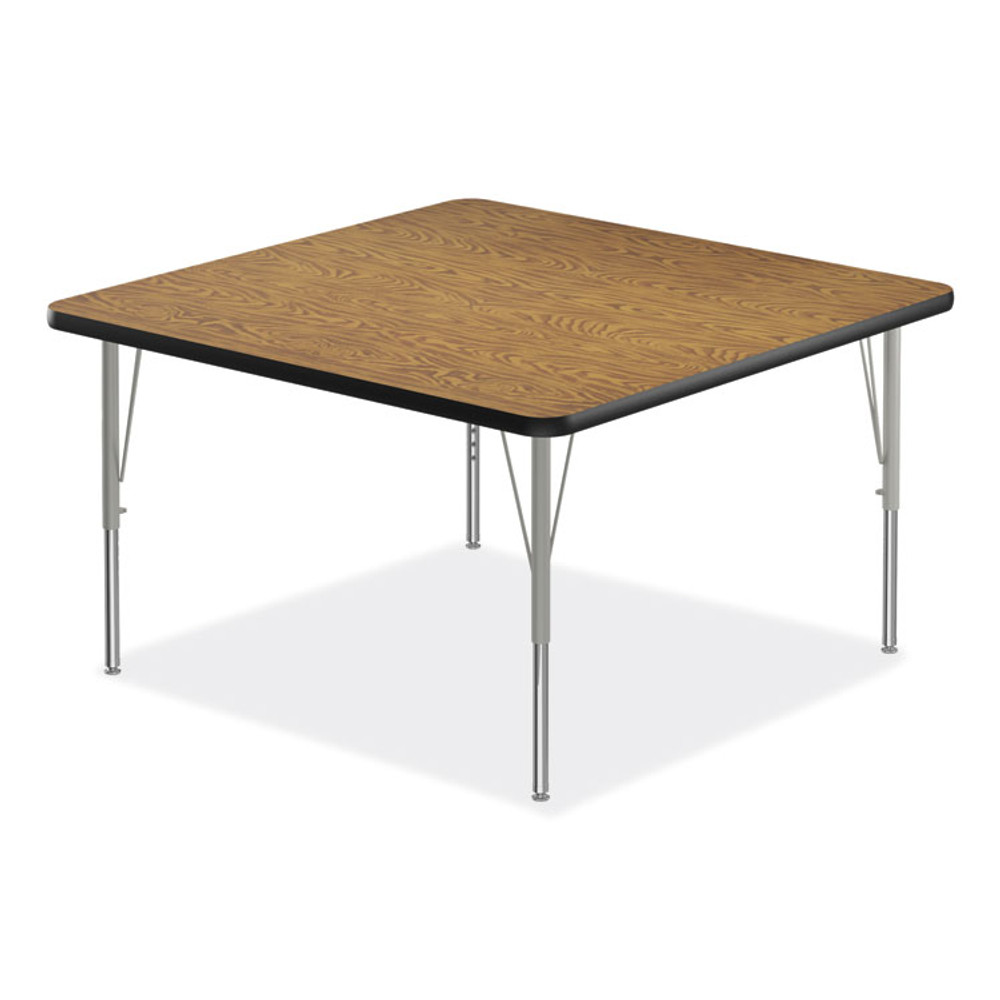 CORRELL, INC. 4848TF06954P Adjustable Activity Tables, Square, 48" x 48" x 19" to 29", Medium Oak Top, Silver Legs, 4/Pallet