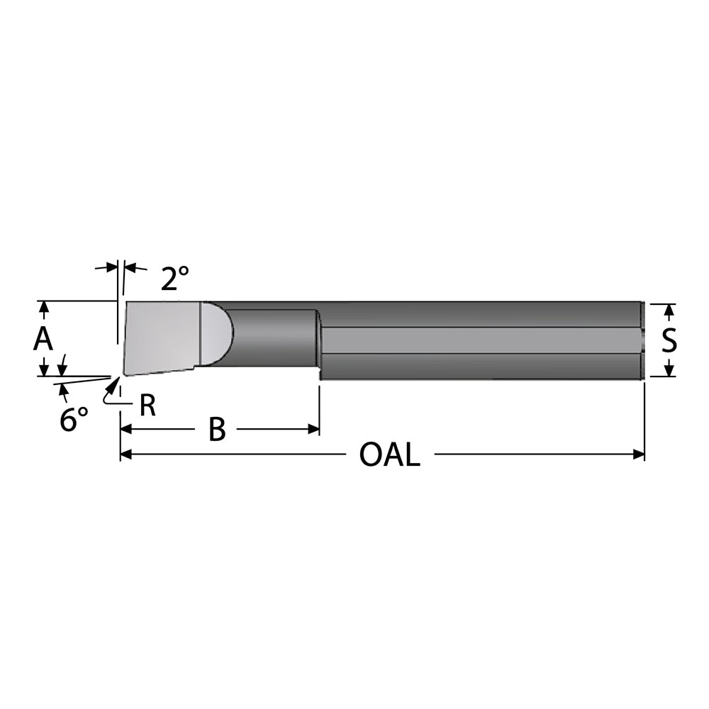 Scientific Cutting Tools B4903500RA Corner Radius Boring Bar: 0.49" Min Bore, 3-1/2" Max Depth, Right Hand Cut, Submicron Solid Carbide