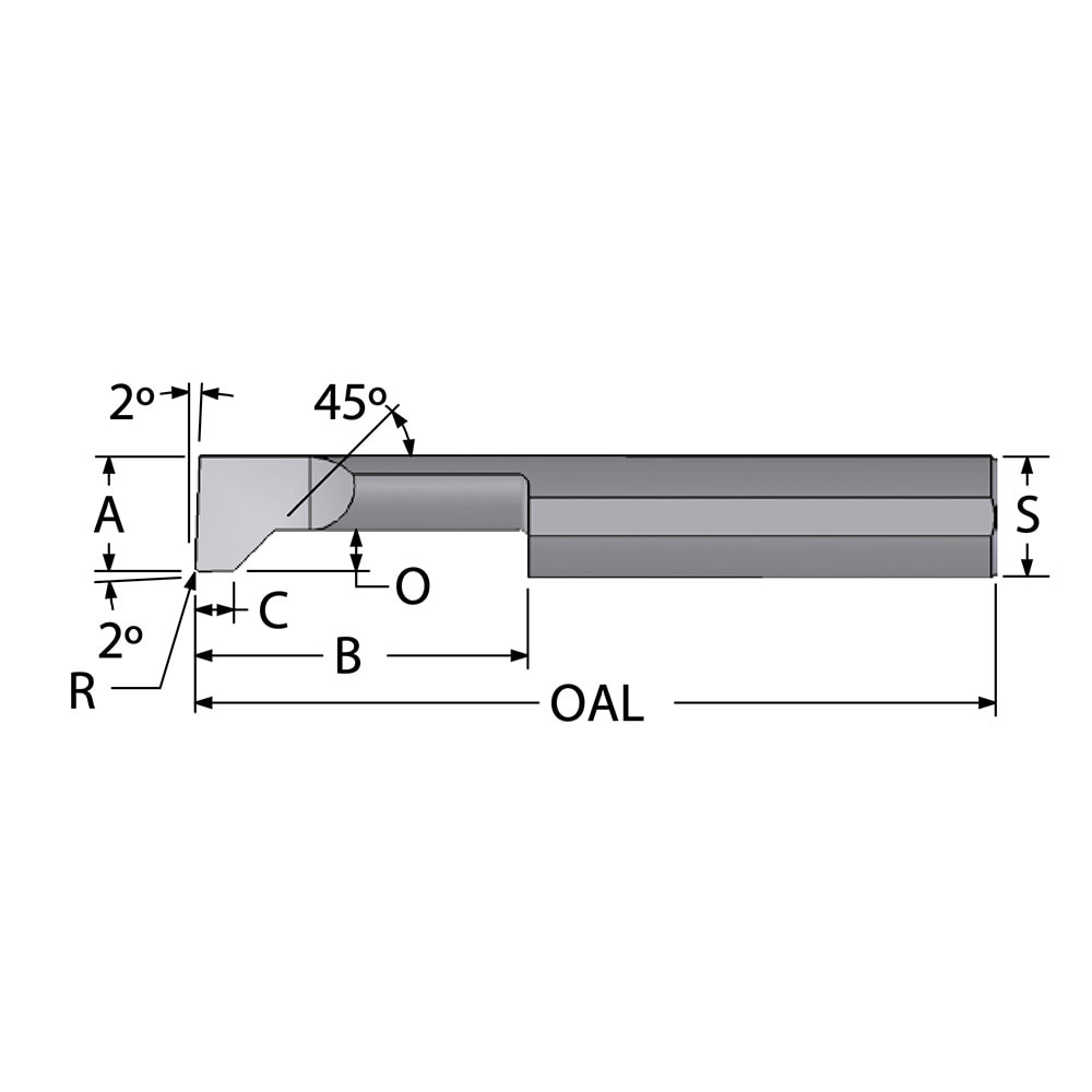 Scientific Cutting Tools BC4901500 Back Chamfer Boring Bar: 0.49" Min Bore, 1-1/2" Max Depth, Right Hand Cut, Submicron Solid Carbide