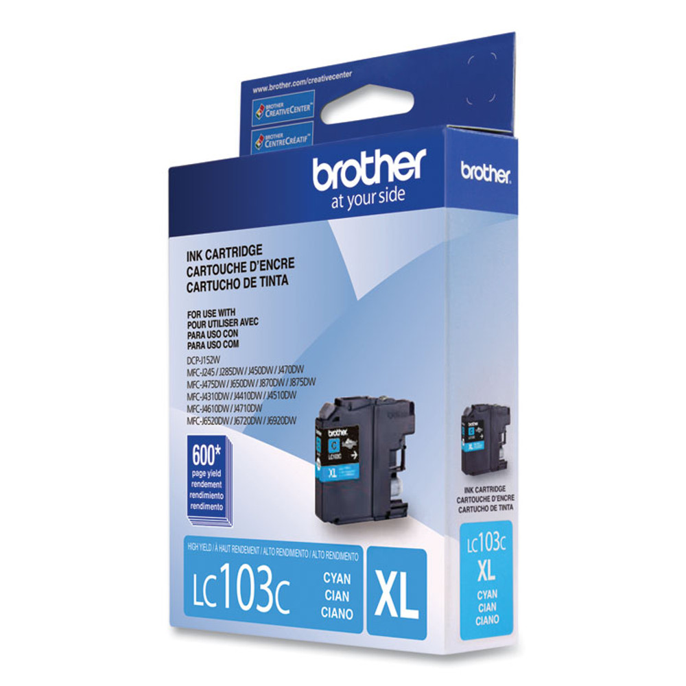 BROTHER INTL. CORP. LC103C LC103C Innobella High-Yield Ink, 600 Page-Yield, Cyan