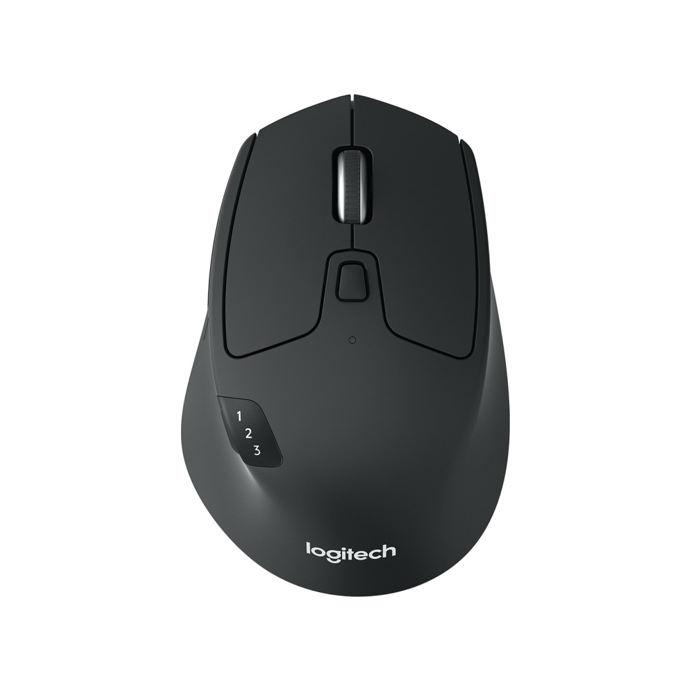 Work smarter with the help of a Logitech M720 Triathlon Bluetooth Mouse. The 33ft wireless range is ideal for conference rooms, at-home use and more because you donT have to worry about cables. This is a multi-device mouse, which means you can connect to and switch between 2 separate computers with the press of a button. Having that feature is sure to be helpful while presenting and collaborating with others wherever work takes you.  1000 dpi movement resolution.  Bluetooth mouse with a 33ft wireless connection range.  Can connect to 2 separate computers. Switch between computers with the press of a button.  Options Software allows you to create and assign button tasks.  Ergonomic wireless mouse with soft rubber.  Battery-powered design. Battery life lasts up to 24 months. Battery life will vary depending on the product configuration, product model, applications loaded on the product, power management setting of the product, and the product features used by the customer. As with all batteries, the maximum capacity of this battery will decrease with time and usage.  Backed by the manufacturers 1-year limited warranty.