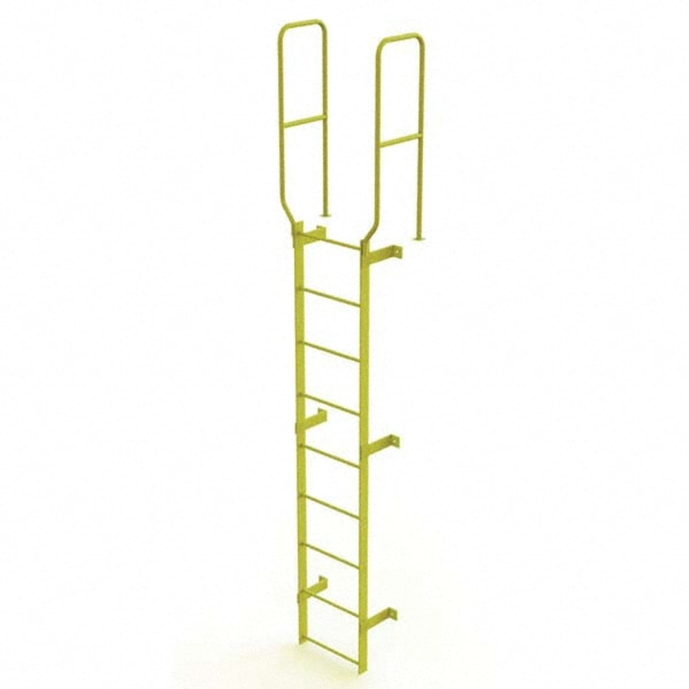 TRI-ARC WLFS0209-Y Steel Wall Mounted Ladder: 8" High, 9 Steps, 350 lb Capacity