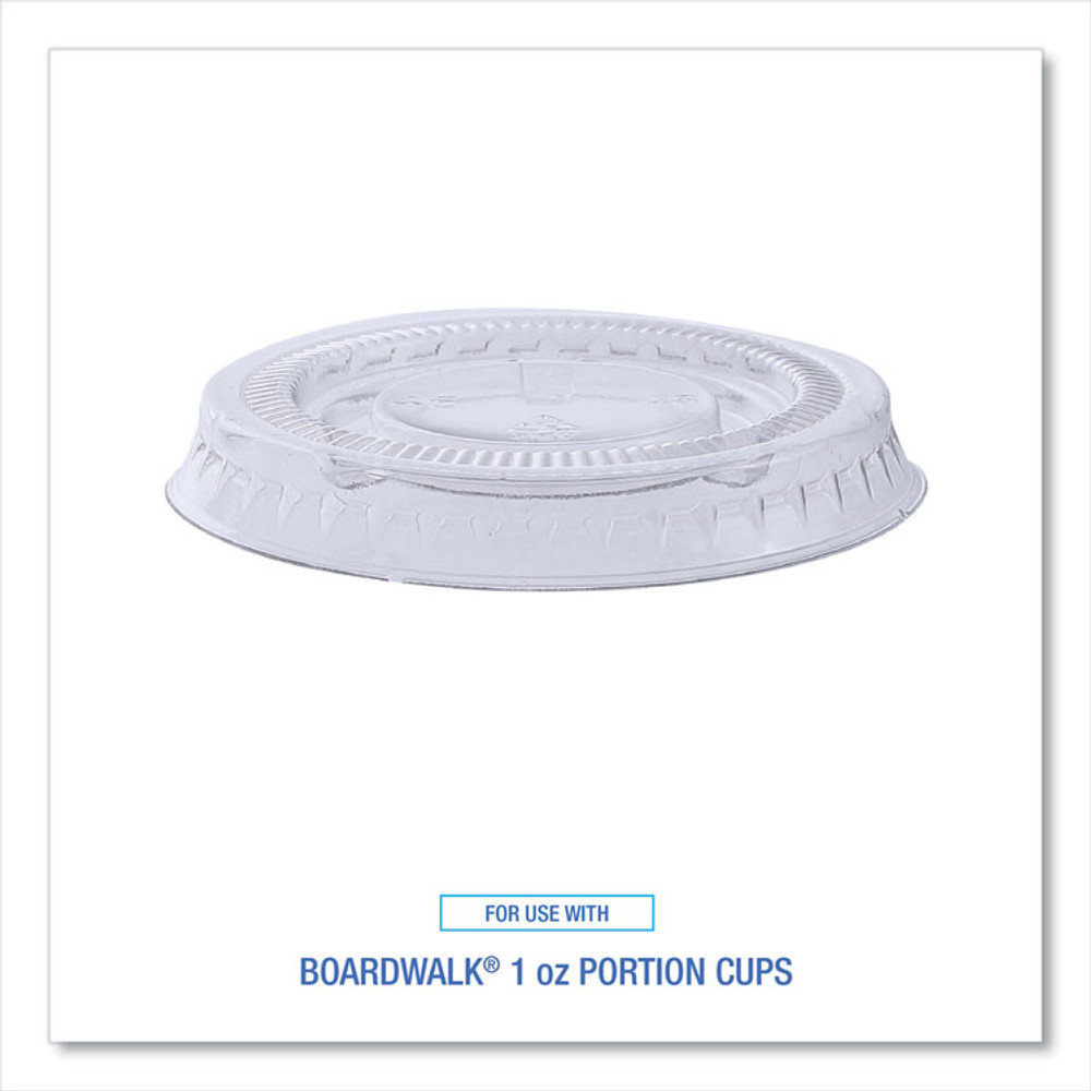 BOARDWALK PRTLID1 Souffle/Portion Cup Lids, Fits 1 oz Portion Cups, Plastic, Clear, 2,500/Carton