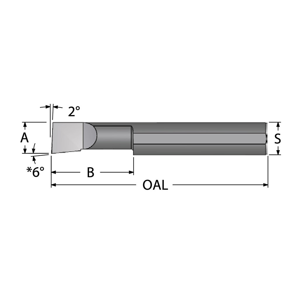 Scientific Cutting Tools B100200 Boring Bar: 0.1" Min Bore, 13/64" Max Depth, Right Hand Cut, Submicron Solid Carbide