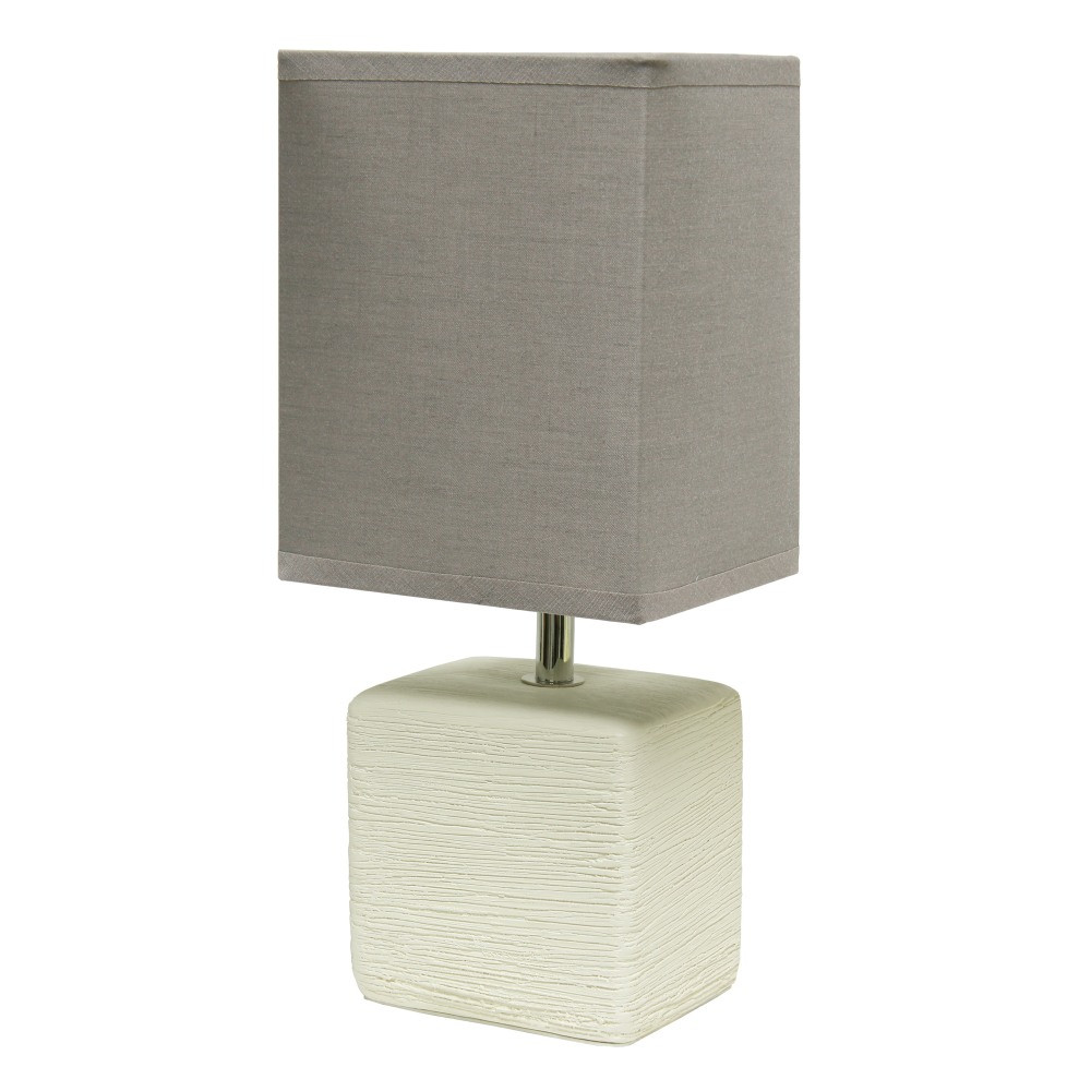 ALL THE RAGES INC Simple Designs LT2072-GOW  Petite Faux Stone Table Lamp, 11-13/16inH, White Base/Gray Shade