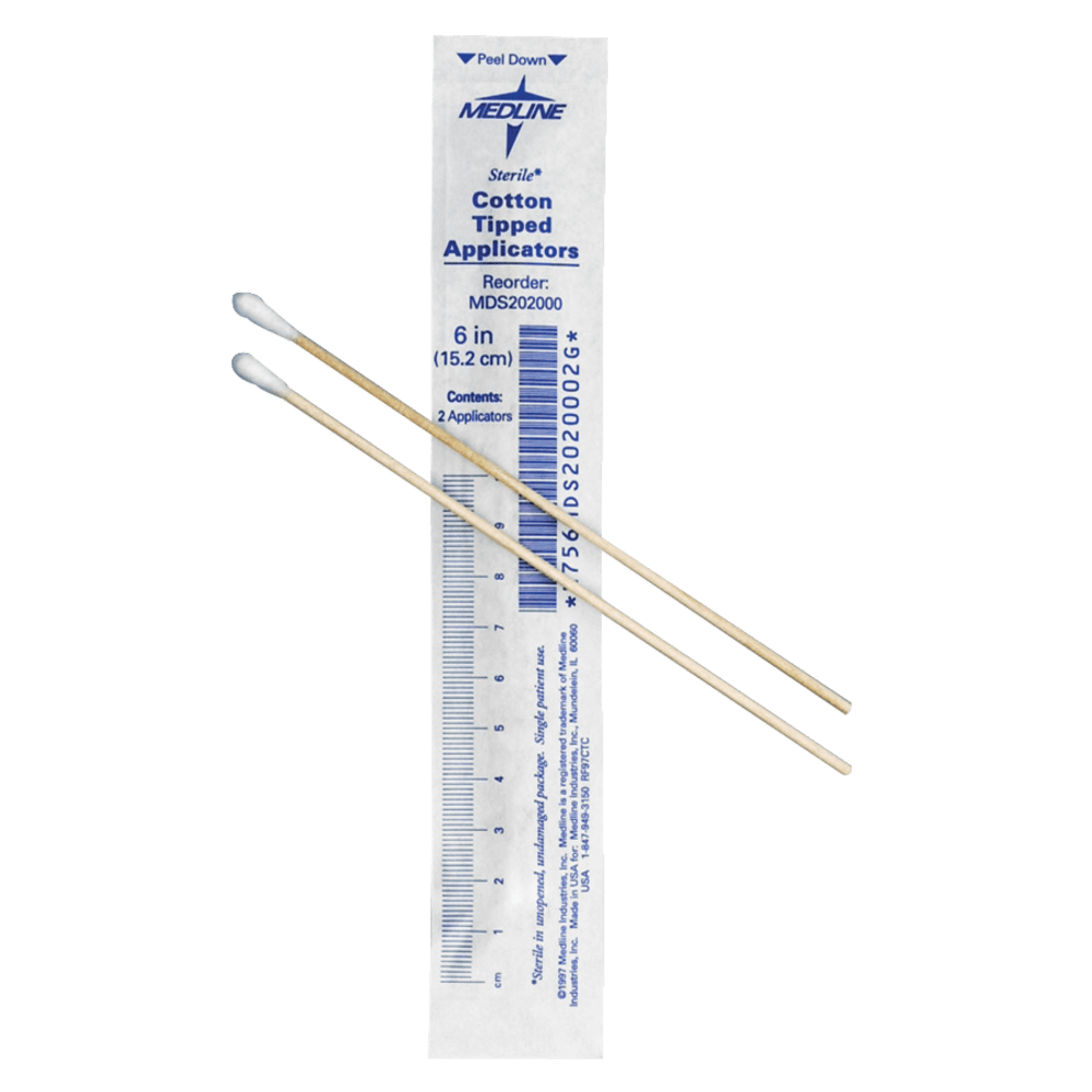 MEDLINE INDUSTRIES, INC. MDS202000 Medline Cotton Tip Applicators, 6in, Sterile, White, Box Of 200