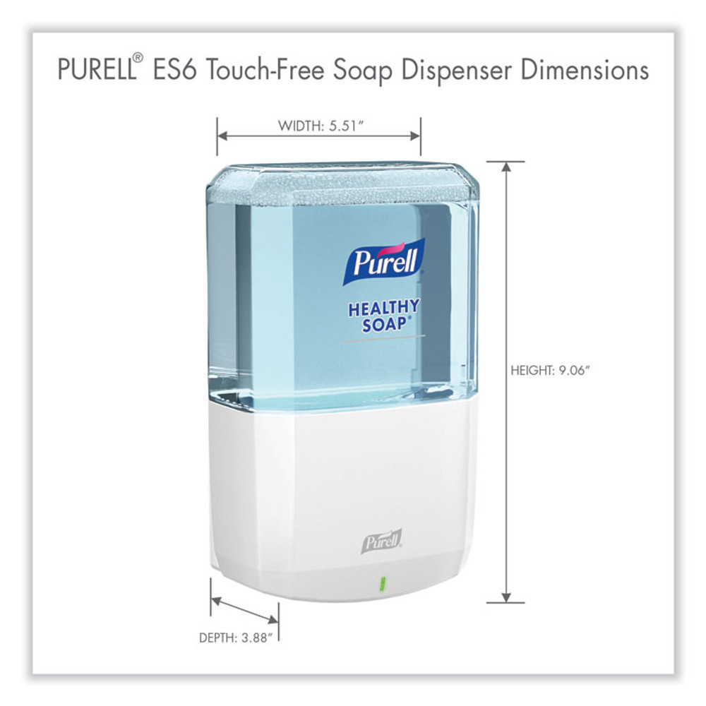 GO-JO INDUSTRIES PURELL® 643001 ES6 Soap Touch-Free Dispenser, 1,200 mL, 5.25 x 8.8 x 12.13, White