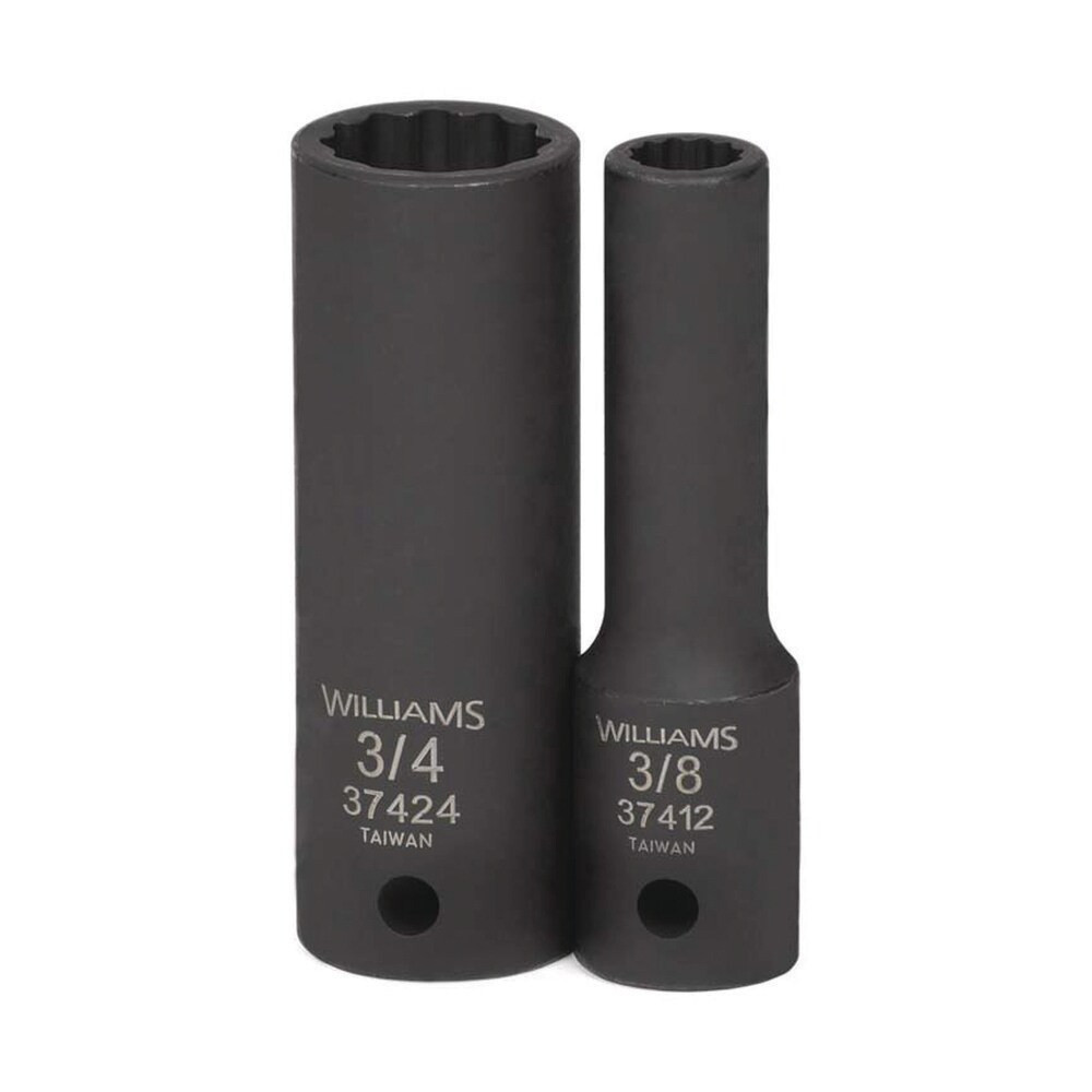 Williams JHW37442 Impact Sockets; Socket Size (Decimal Inch): 1.3125 ; Number Of Points: 12 ; Drive Style: Square ; Overall Length (mm): 88.9mm ; Material: Steel ; Finish: Black Oxide