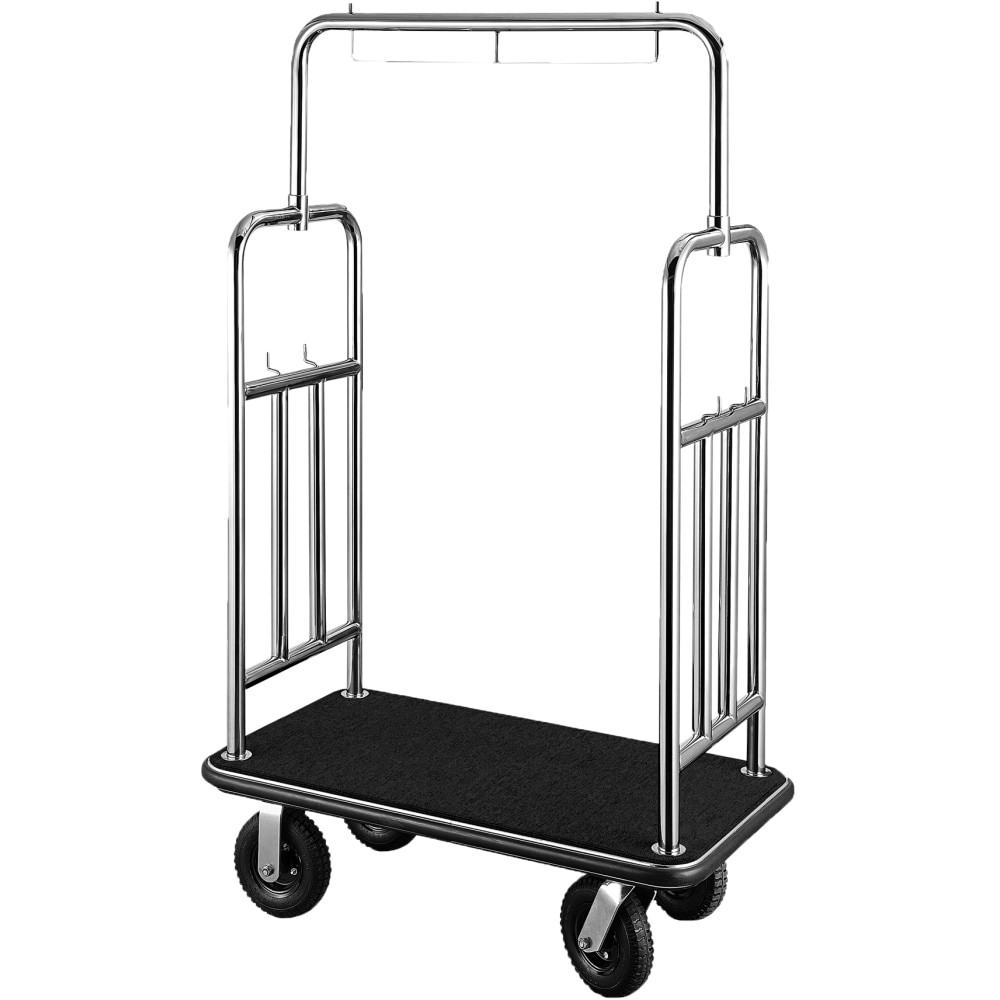 CENTRAL SPECIALTIES CO. CSL 2799BK-010-BLK  Town Square Luggage Cart, 71inH x 44inW x 24inD, Silver/Black