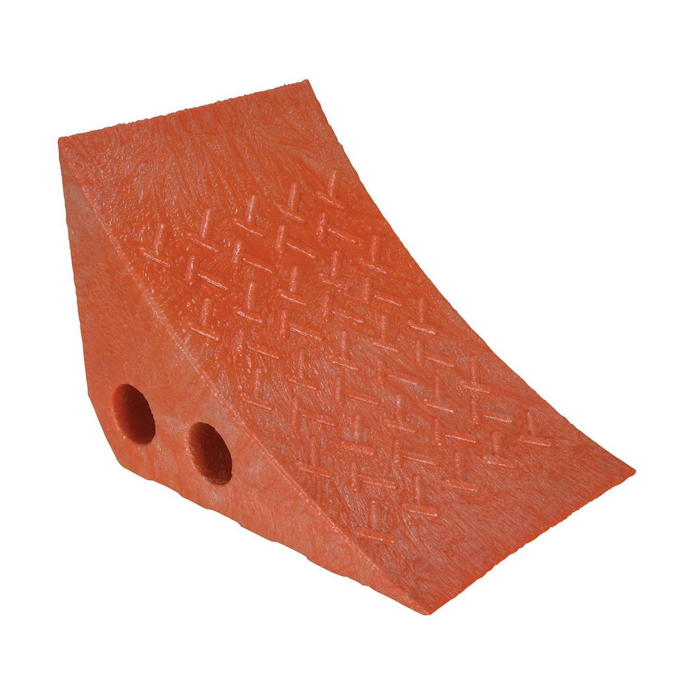 Vestil PWC-OR Wheel Chocks; Wheel Chock Type: Single ; Base Tread: Serrated ; Width (Inch): 7-1/2 ; Height (Inch): 7-1/2 ; Construction: Molded ; Surface Tread: Grooved