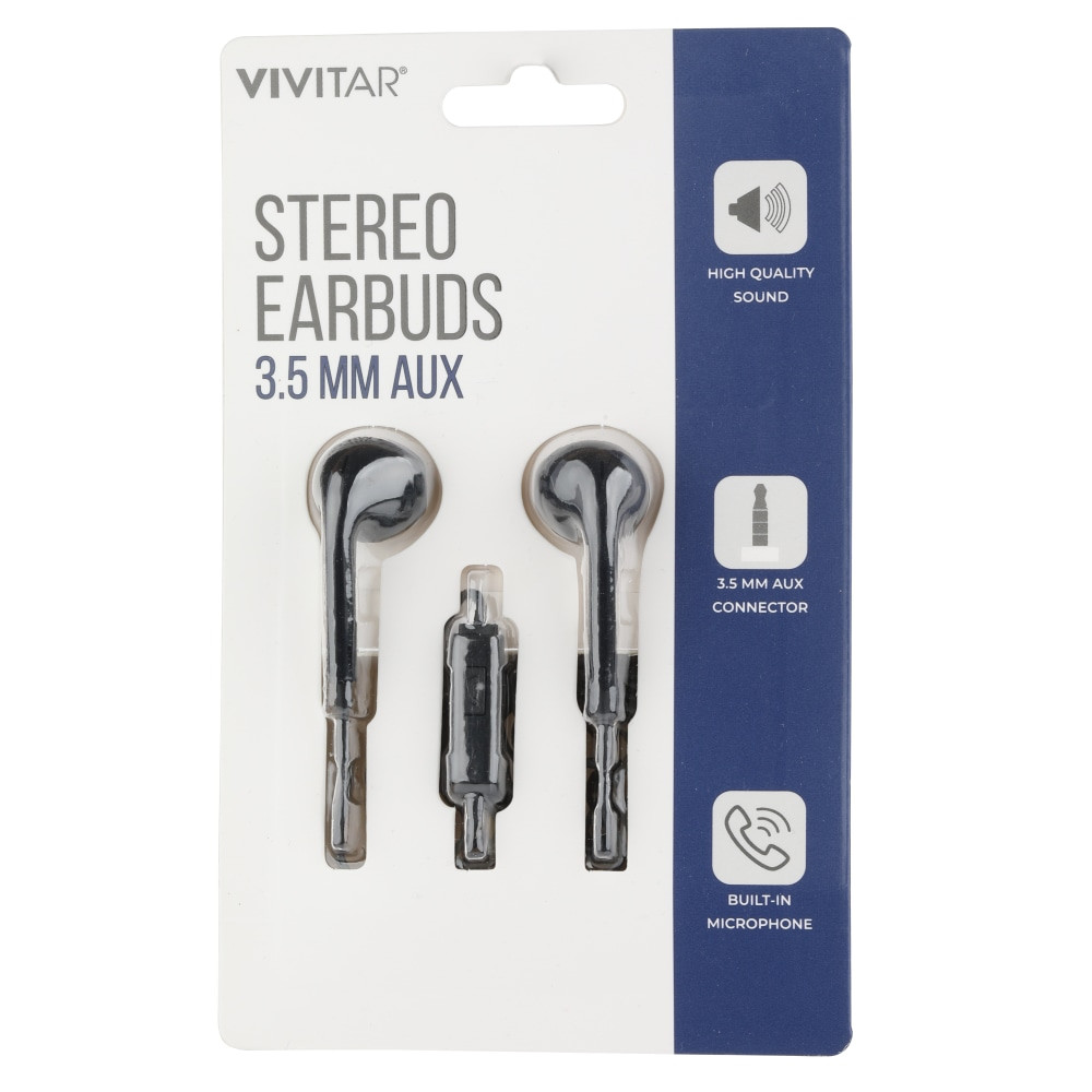 SAKAR INTERNATIONAL, INC. NIL8001-BLK-STK-24 Vivitar Wired Stereo Earbuds, Black, NIL8001
