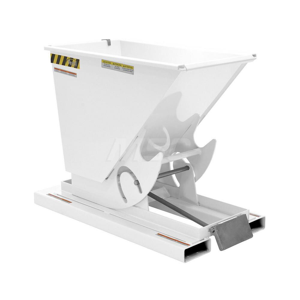 Vestil D-33-MD-WHT Stationary Tilt Hopper: 4,000 lb Capacity, 26" Wide, 51.88" Long, 38.0625" High