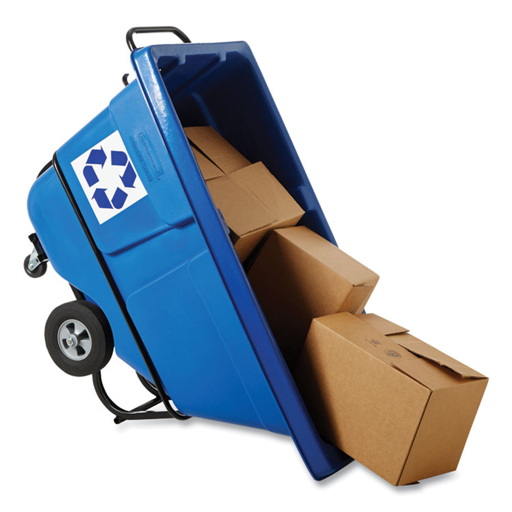 RUBBERMAID COMMERCIAL PROD. 2089826 BRUTE Rotomolded Recycling Tilt Truck, 1 cu yd, 1,250 lb Capacity, Plastic/Steel Frame, Blue