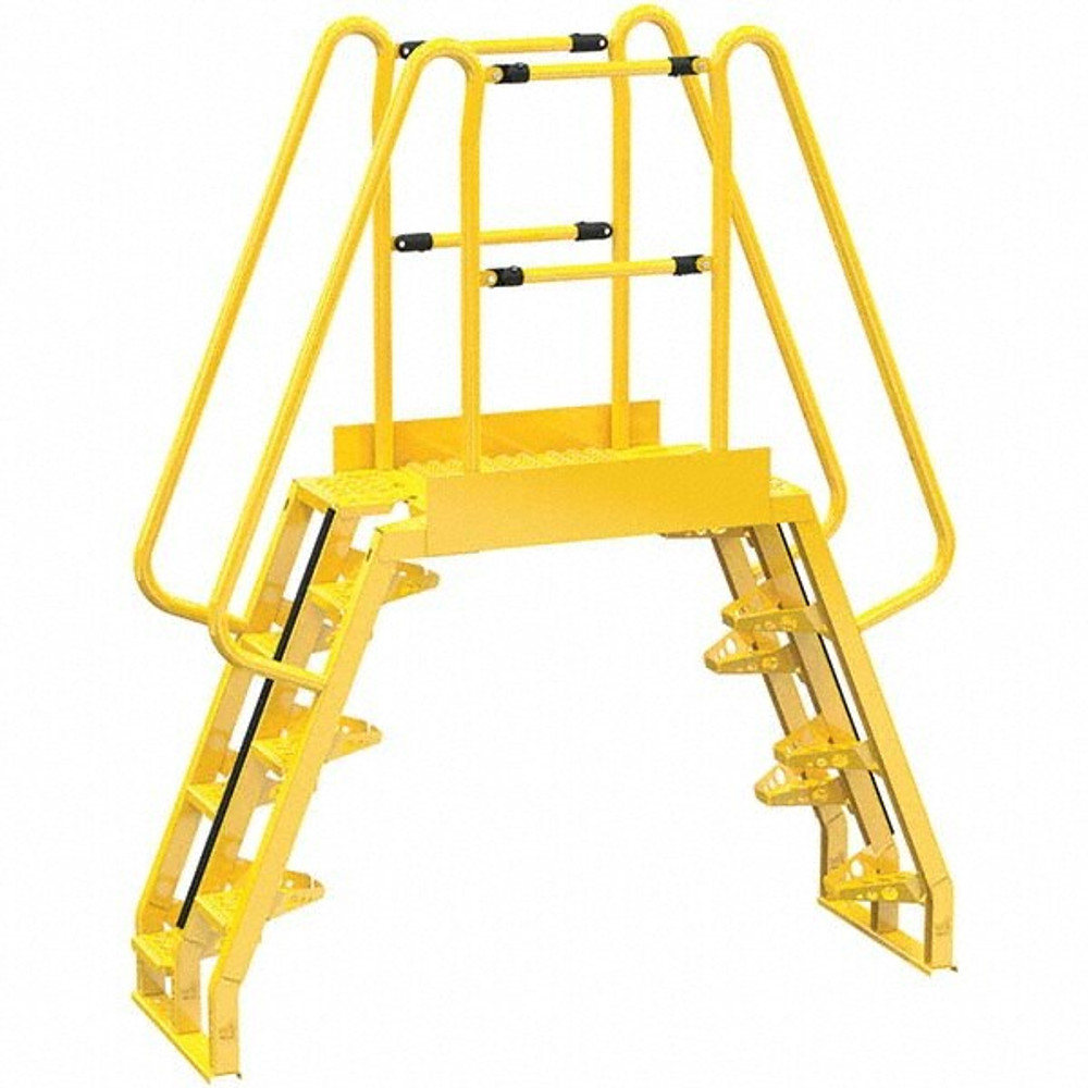 Vestil COLA-4-68-32 7-Step Steel Crossover Bridge Platform: 350 lb Capacity, 20-1/16" Wide, 28.38" Deep, 48-3/8" High