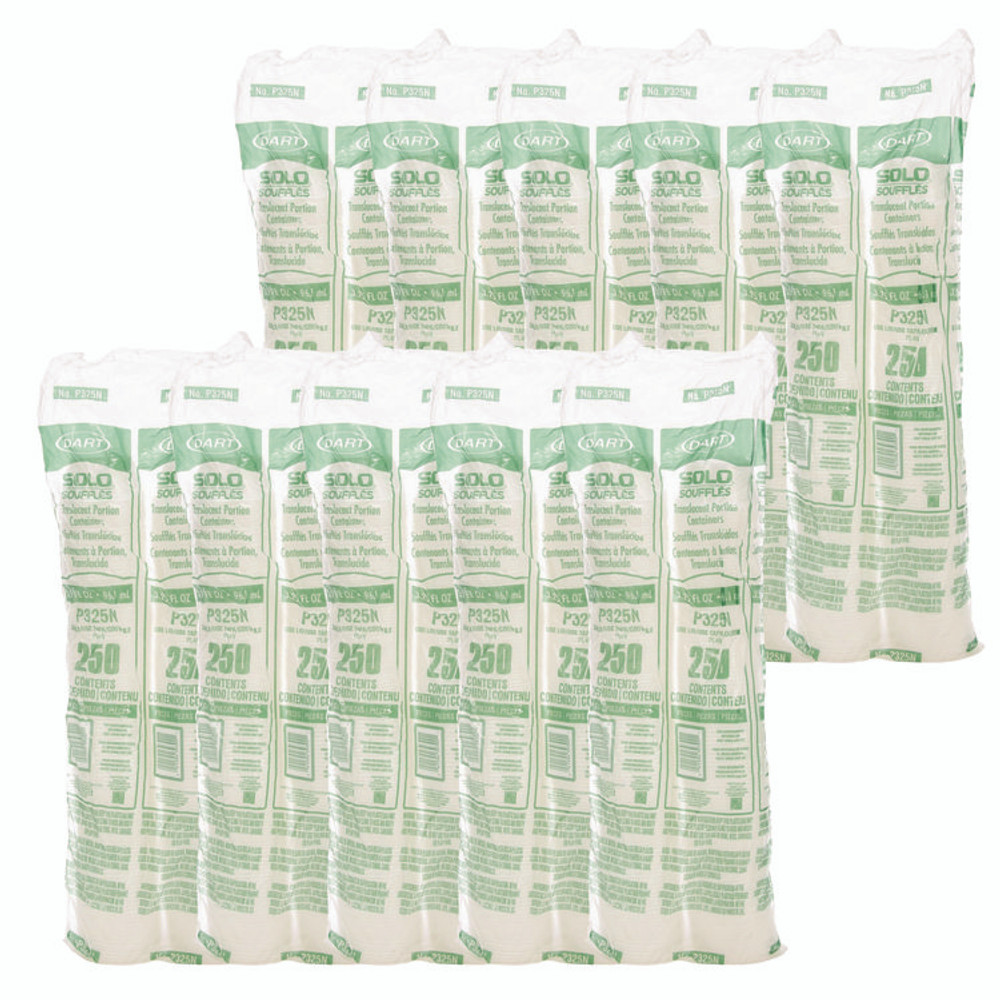 DART P325N Polystyrene Portion Cups, 3.25 oz, Plastic, Translucent, 250/Bag, 10 Bags/Carton