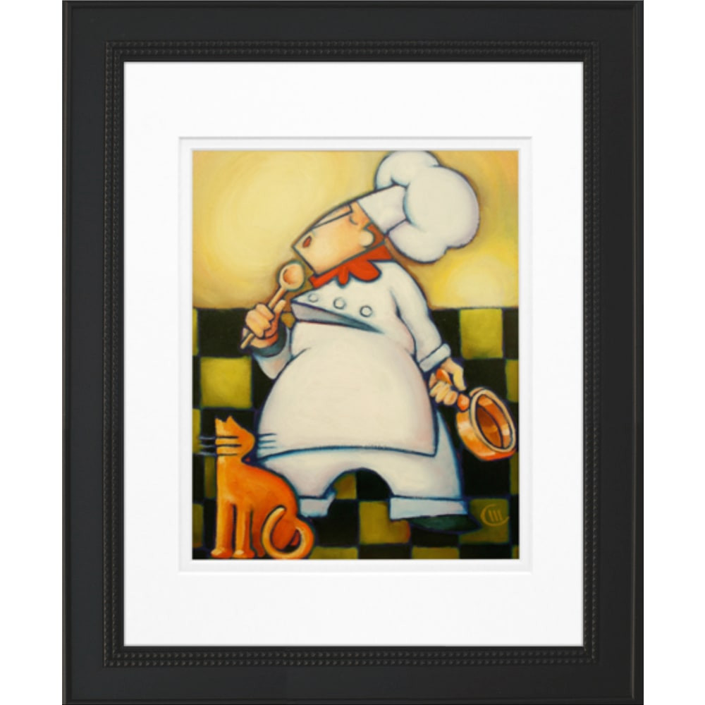 LCO DESTINY LLC 55308 Timeless Frames Stockton Framed Kitchen Artwork, 11in x 14in, Black, Whimsical Chef III