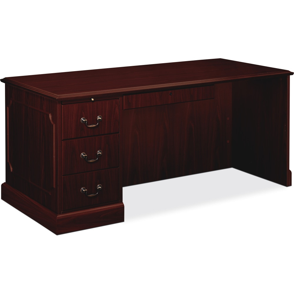 HNI CORPORATION 94284LNN HON 94000-Series 66inW Left Single Pedestal Computer Desk, Mahogany